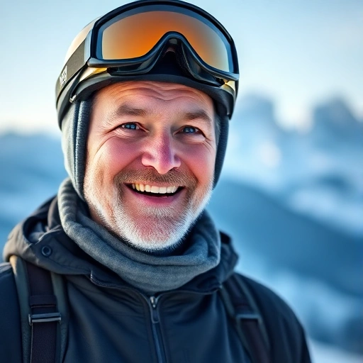 Portrait von zufriedenem Skifahrer