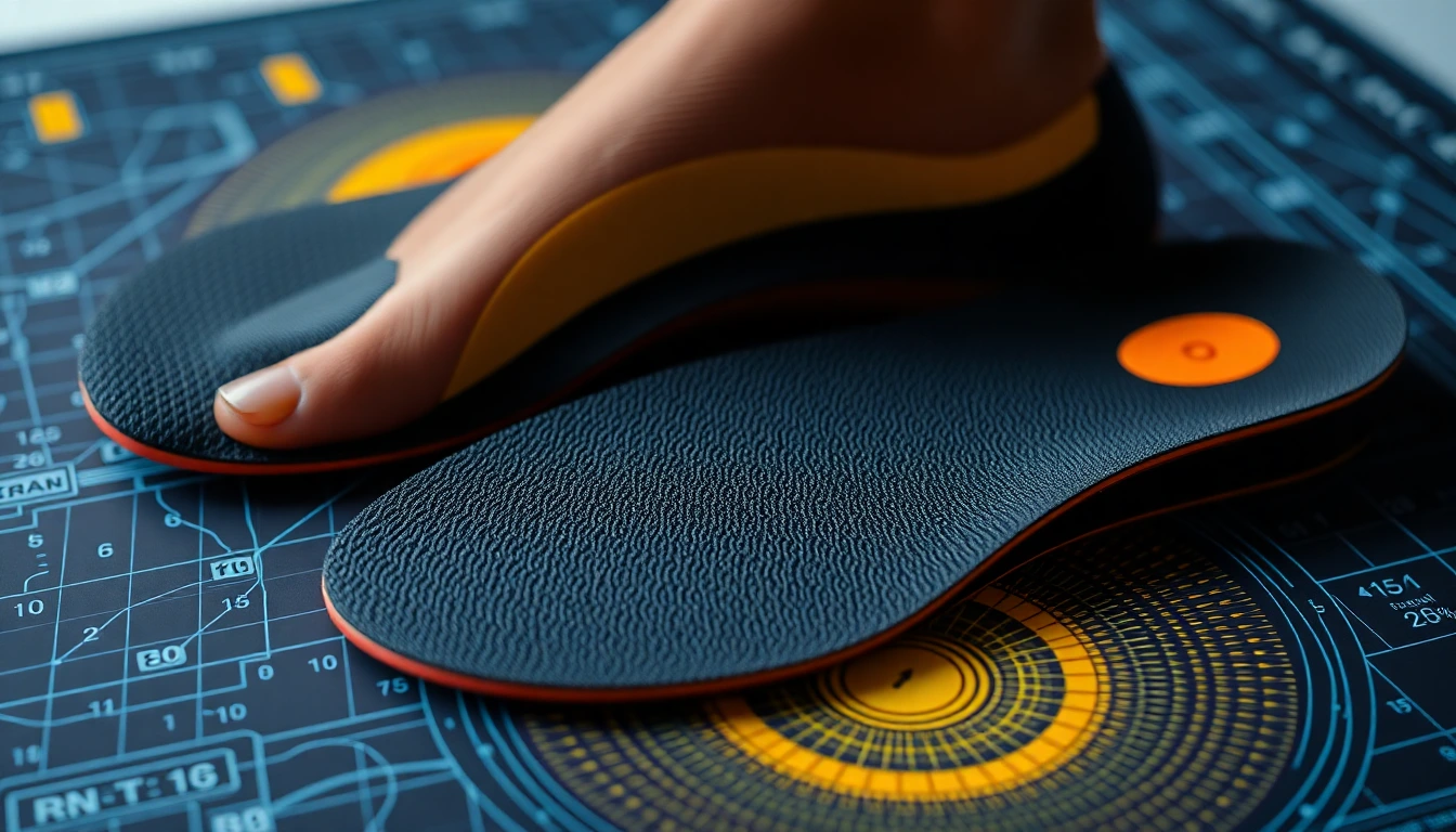 Massgefertigte Sporteinlagen auf einer digitalen Fussdruckmessungs-Karte.
