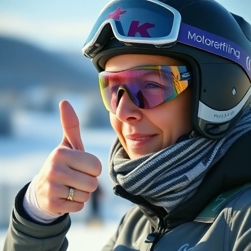 Zufriedene Skifahrerin