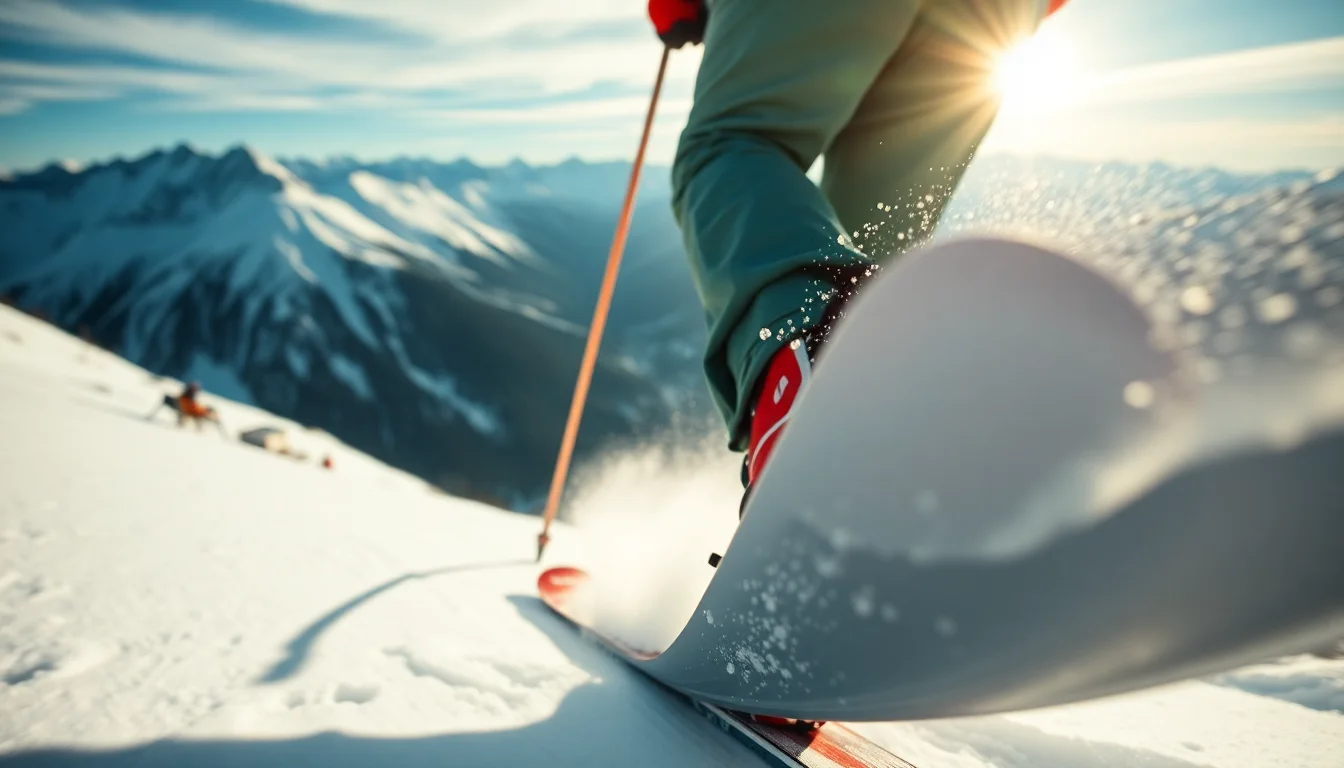 Skifahrer mit perfekt angepassten Fischer Skischuhen in den Schweizer Alpen