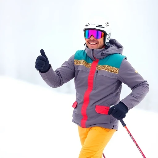 Glücklicher Skifahrer zieht Skischuhe an