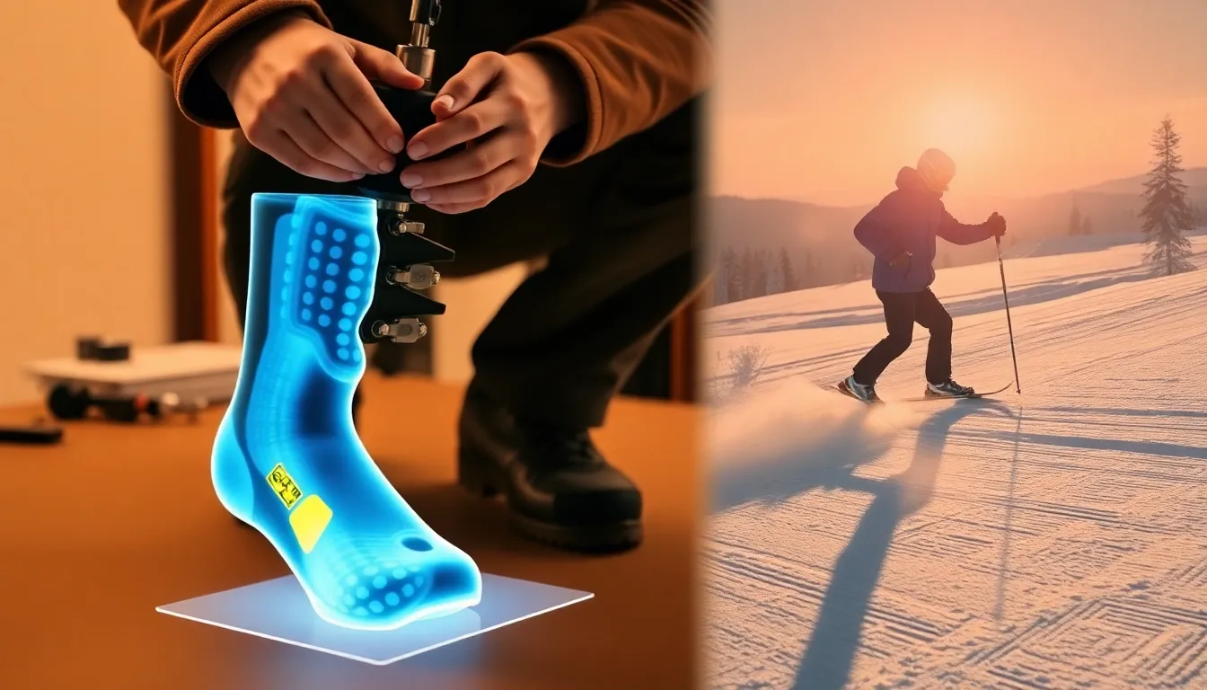 Bootfitter arbeitet an Skischuh mit Spezialwerkzeugen