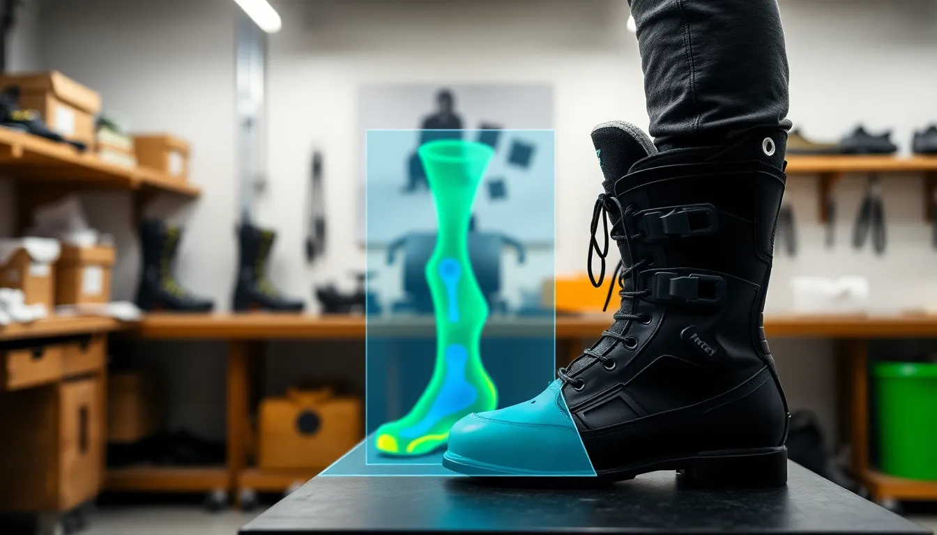 Prozess der Skischuh-Innenschuh-Anpassung in einer Werkstatt