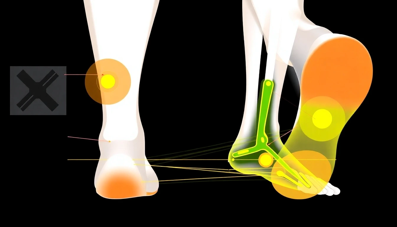 Wissenschaftliche Darstellung der Fuss-Biomechanik beim Laufen.