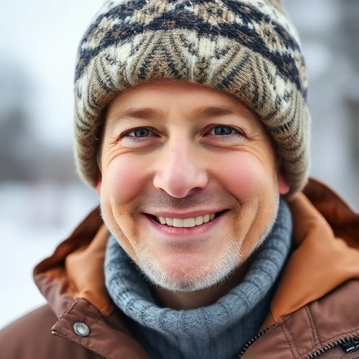 Glücklicher Genuss-Skifahrer nach der Schuhanpassung