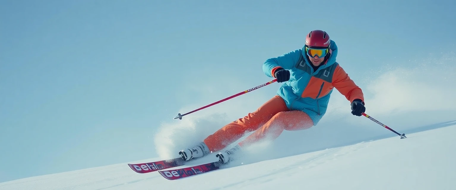 Ein Skifahrer carvt mit perfekt sitzenden Skischuhen durch den Tiefschnee.