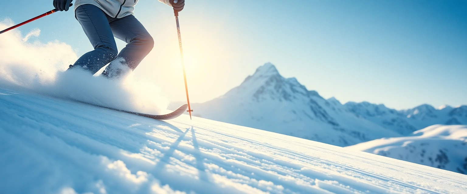 Skifahrer geniesst eine perfekte Abfahrt dank angepasster Skischuhe