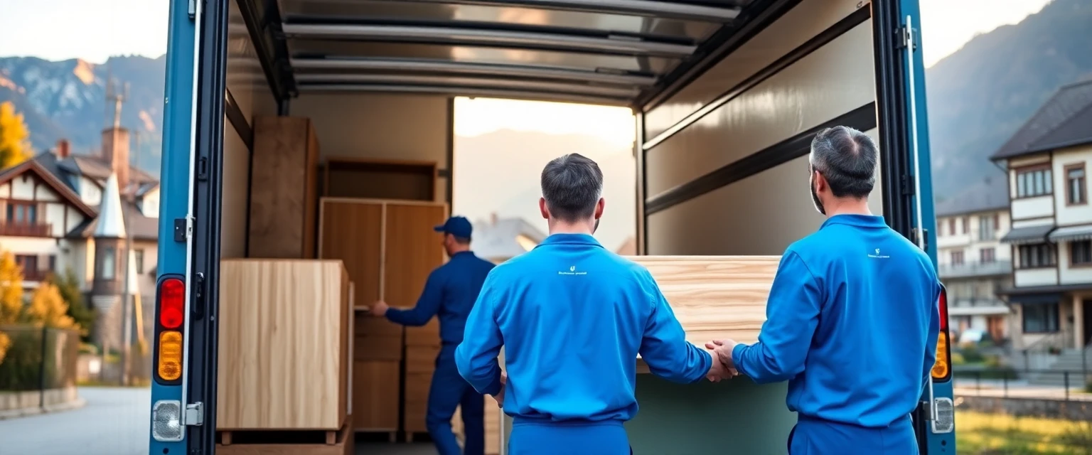 Professionelles Umzugsteam von Lüscher Umzug AG bei der Arbeit in der Schweiz