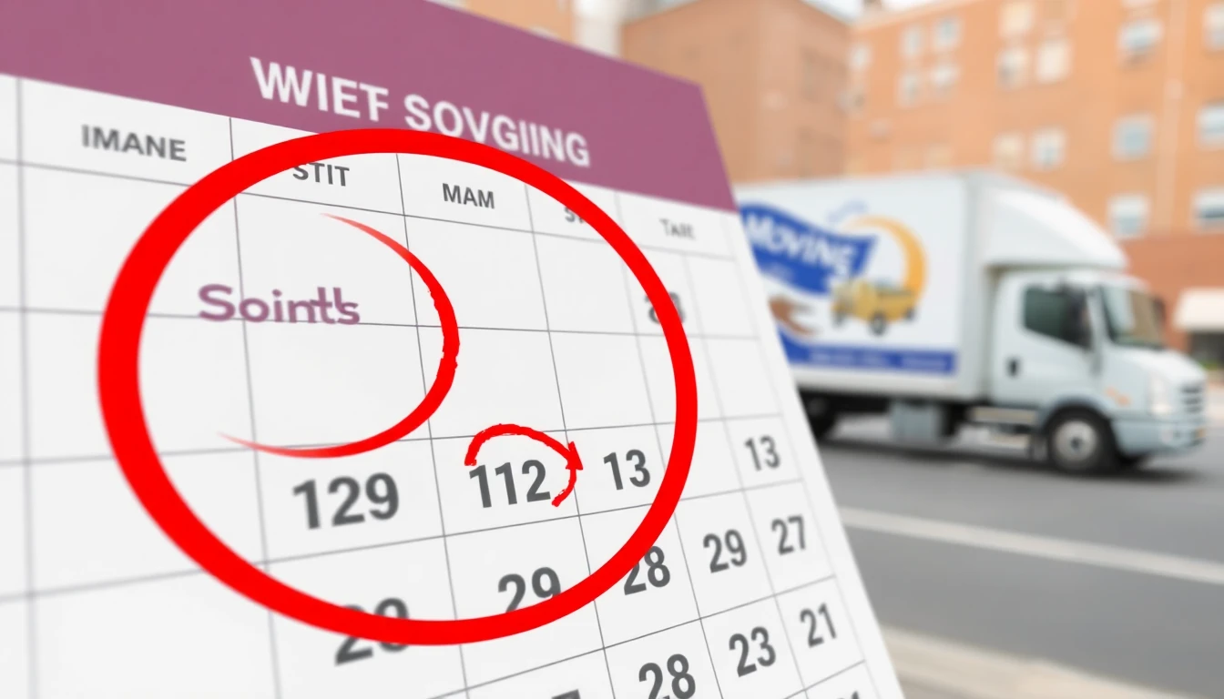 Kalender mit markierten Umzugsterminen