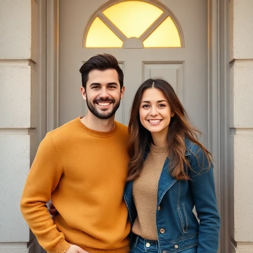 Glückliches Paar vor der neuen Wohnung