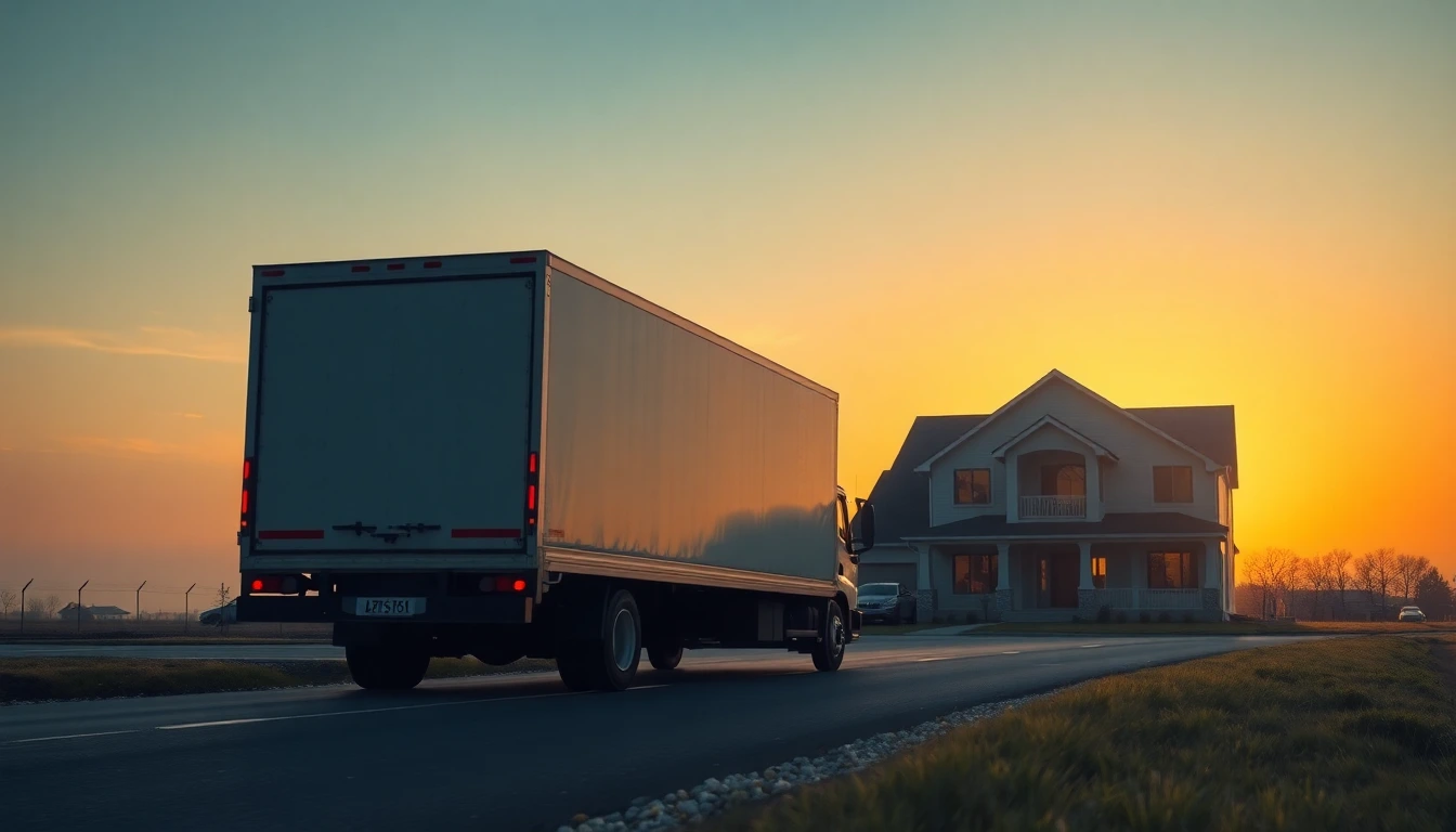 Zügelwagen fährt in den Sonnenuntergang