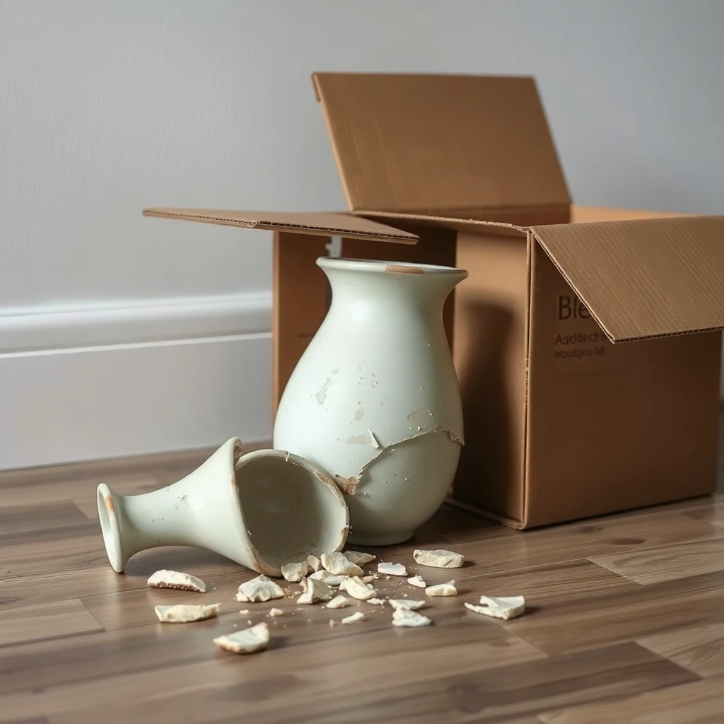 Zerbrochene Vase nach einem Umzug