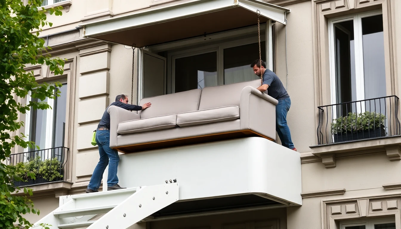 Ein Zügellift im Einsatz an einer Hausfassade