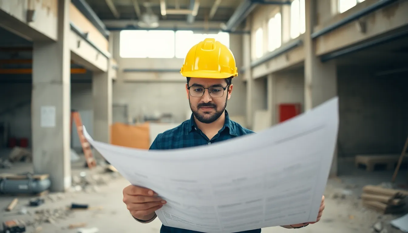 Experte plant einen professionellen Abbruch einer Gewerbeimmobilie