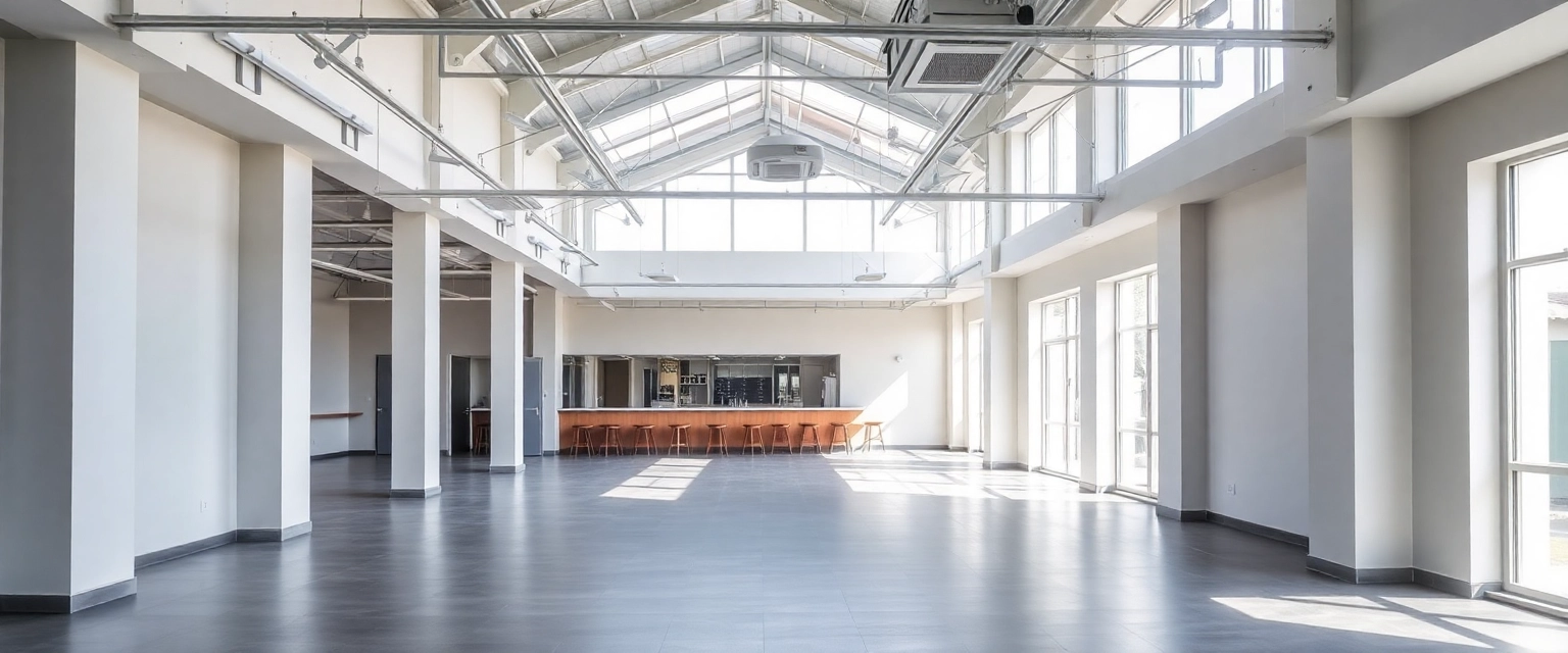 Professionell entkerntes Restaurant bereit für Neugestaltung