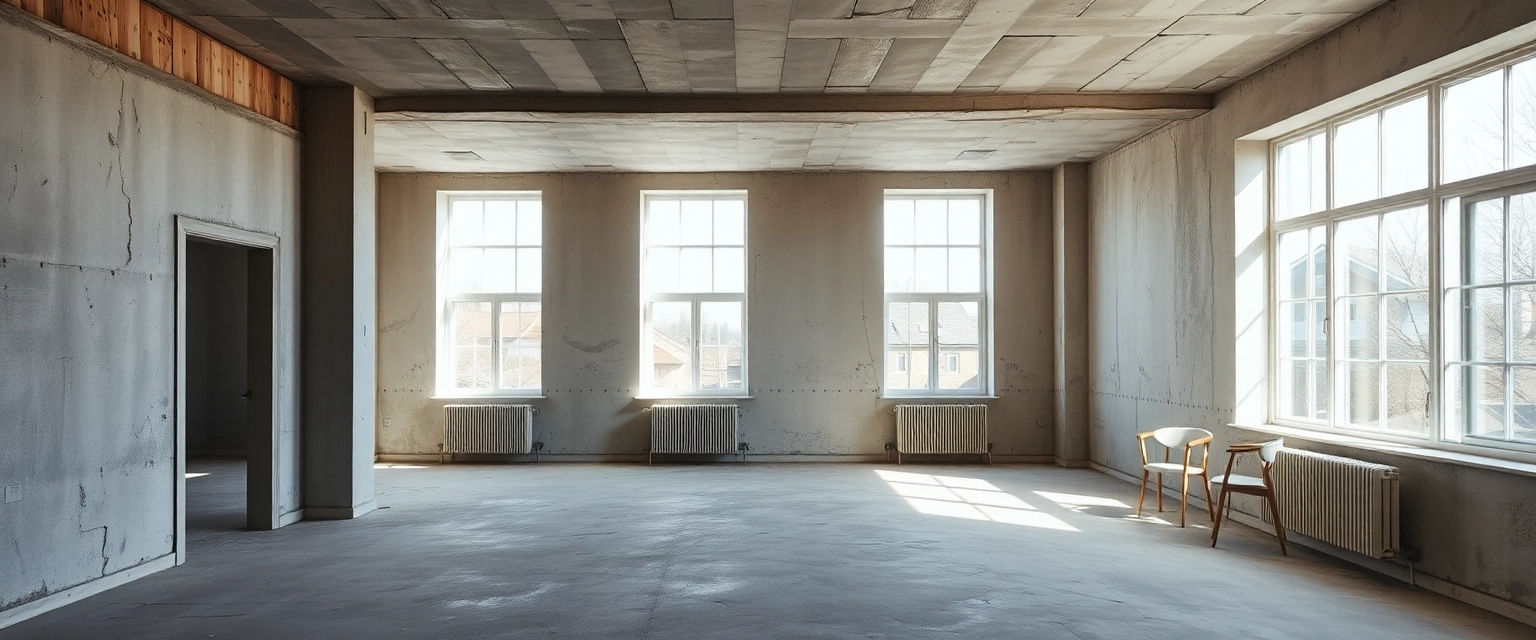 Professionell entkernte Wohnung, bereit für die Sanierung in der Schweiz