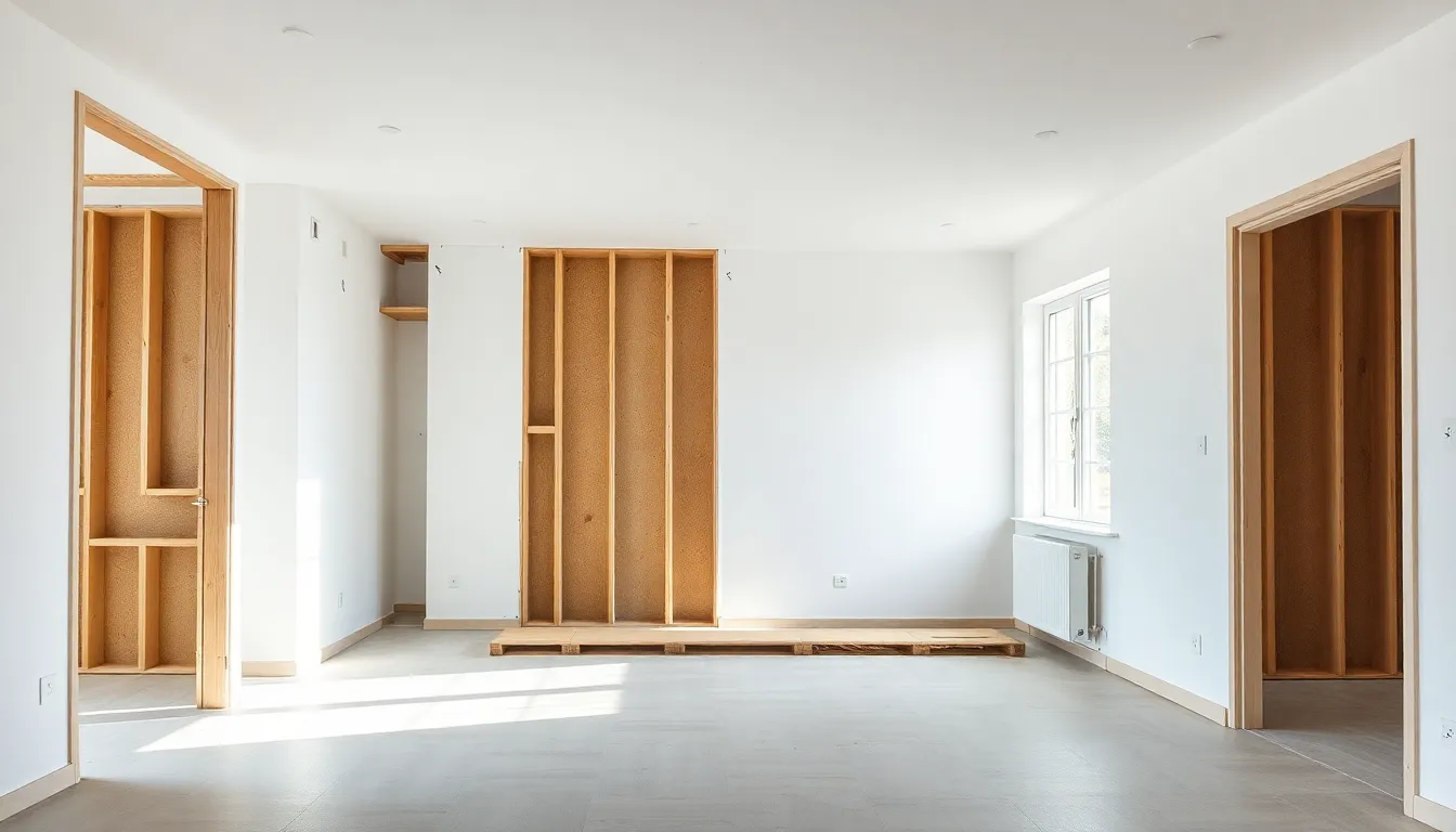 Sauber entkernte Wohnung, bereit für den Innenausbau