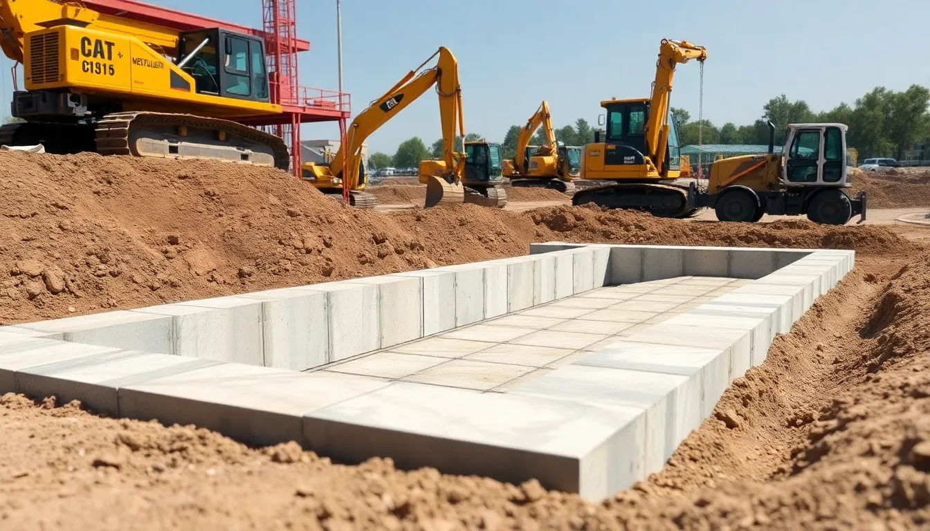 Perfekt vorbereitete Baustelle für den Rohbau einer Villa