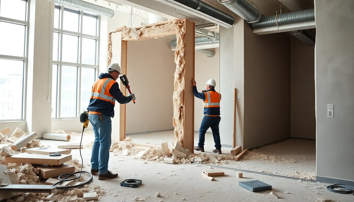 Rückbau von Innenwänden in einem Gewerbegebäude
