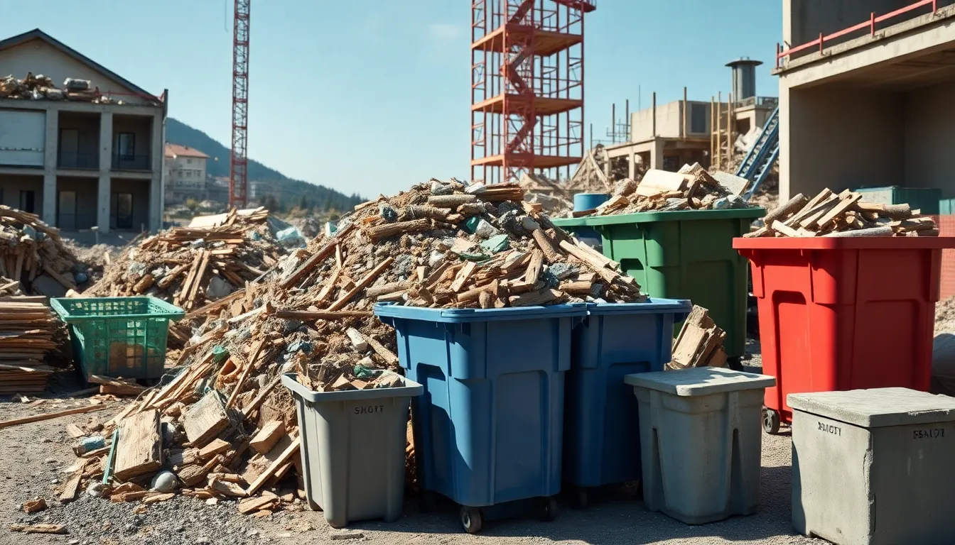 Sortierung von Bauschutt auf einer Baustelle