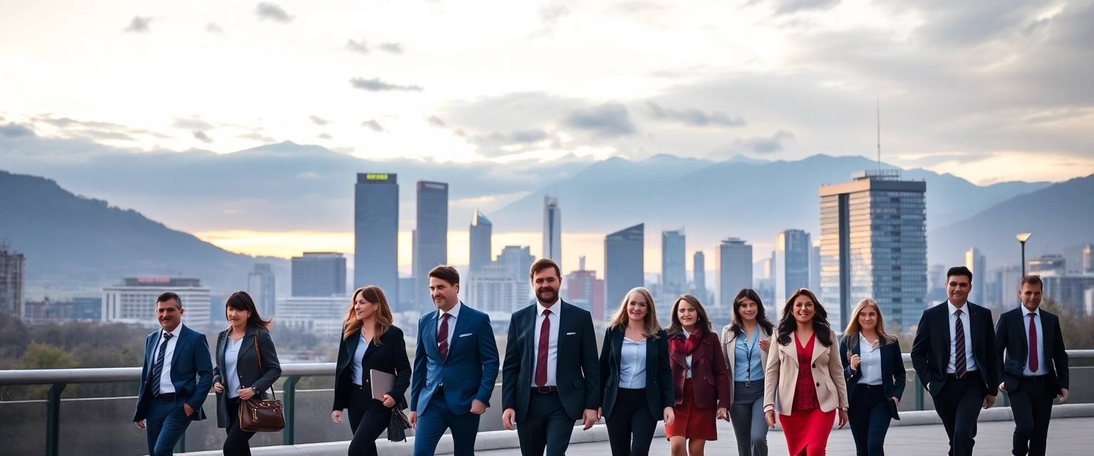 Skyline von Zürich bei Sonnenaufgang mit Treuhand-Spezialisten auf dem Weg zur Arbeit