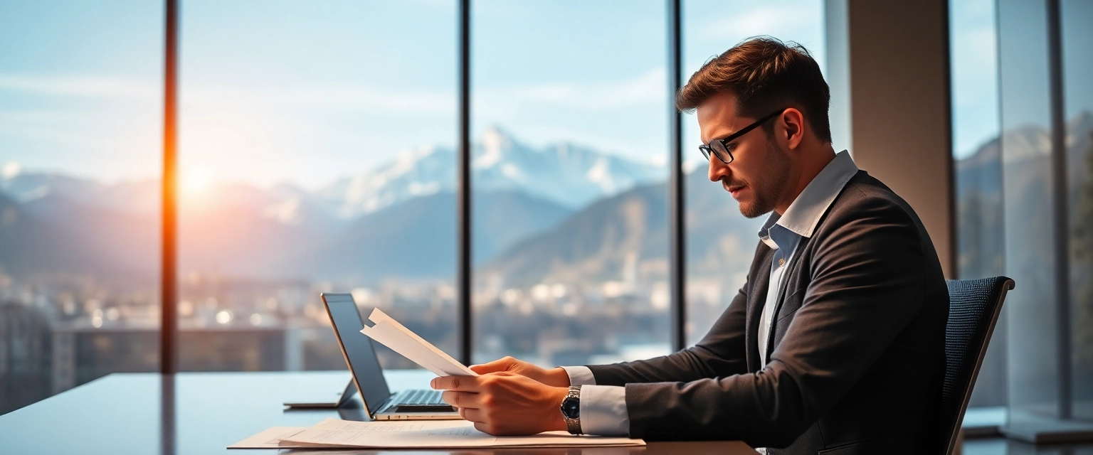 Professionelle Buchhalterin in der Schweiz bei der Arbeit