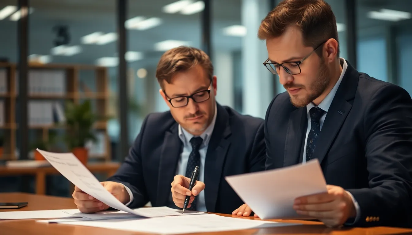 Ein professioneller Schweizer Treuhänder prüft Dokumente in einem Büro