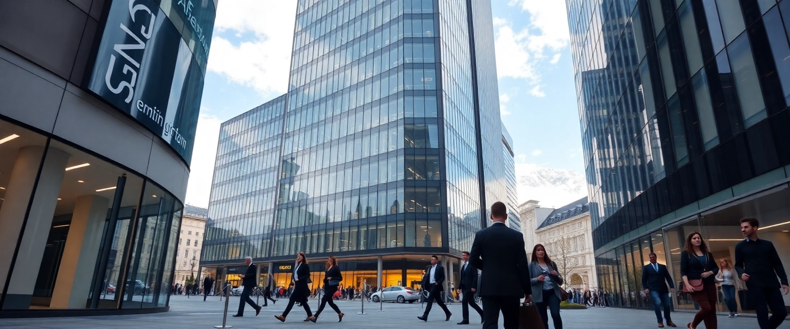 Moderne Büros und Finanzexperten in der Schweiz