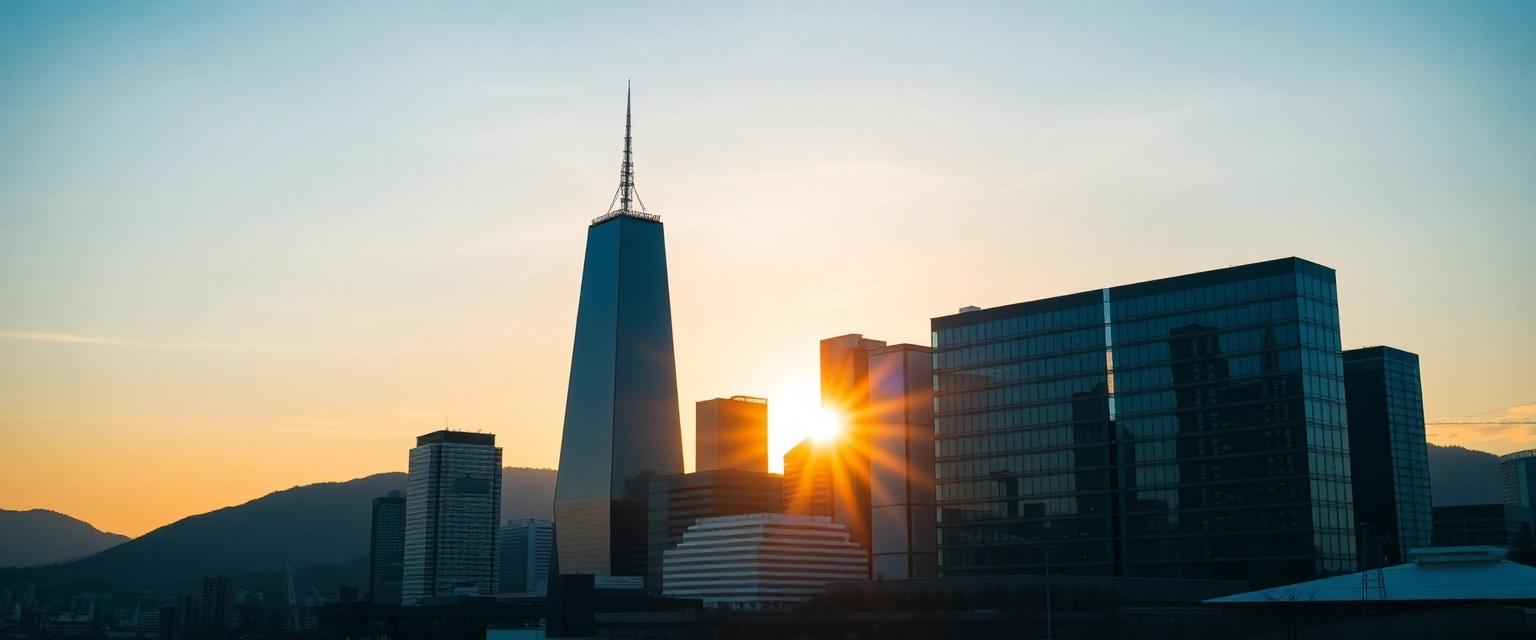 Skyline einer Schweizer Stadt bei Sonnenaufgang, symbolisiert Karrierechancen in der Treuhandbranche