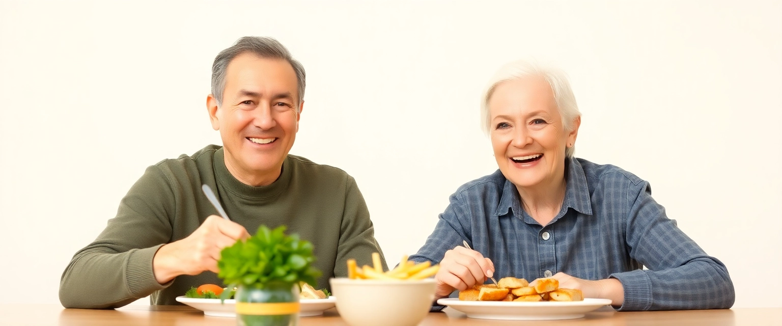 Glückliches Paar isst unbeschwert dank Zahnimplantaten