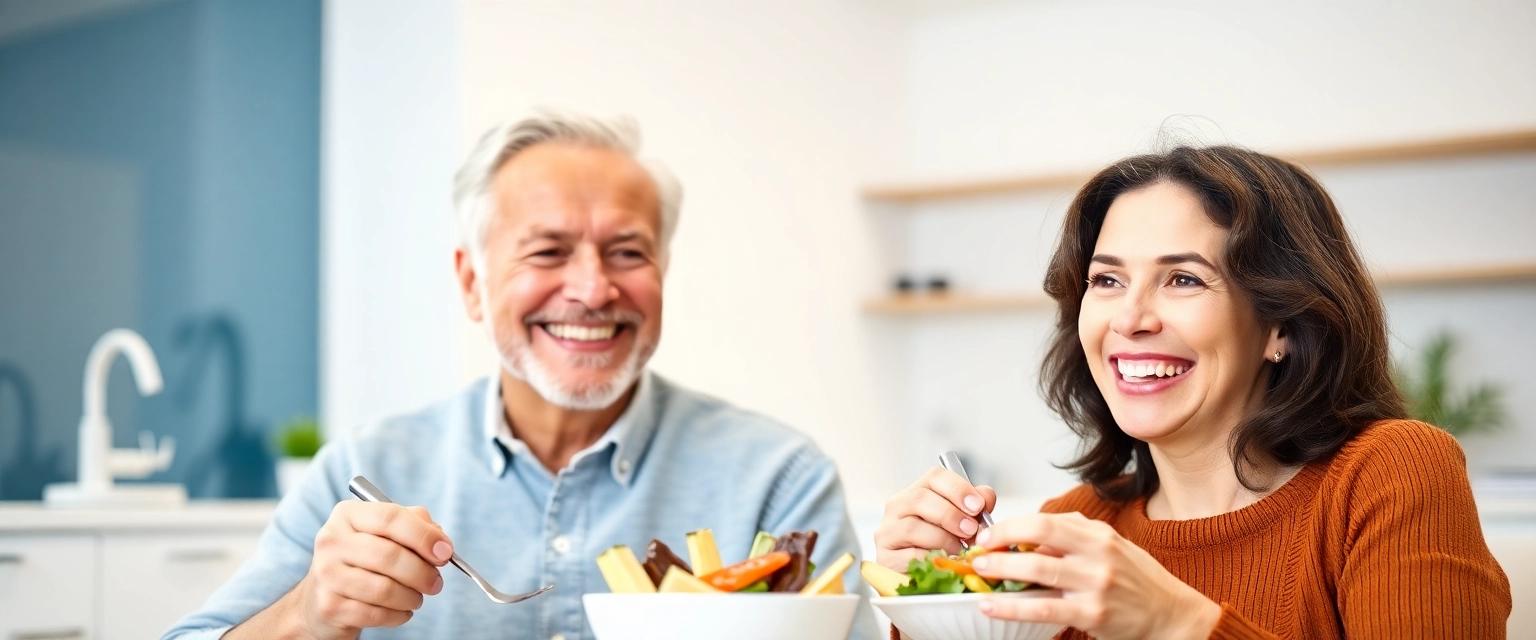 Glückliches Paar nach Zahnimplantat-Behandlung
