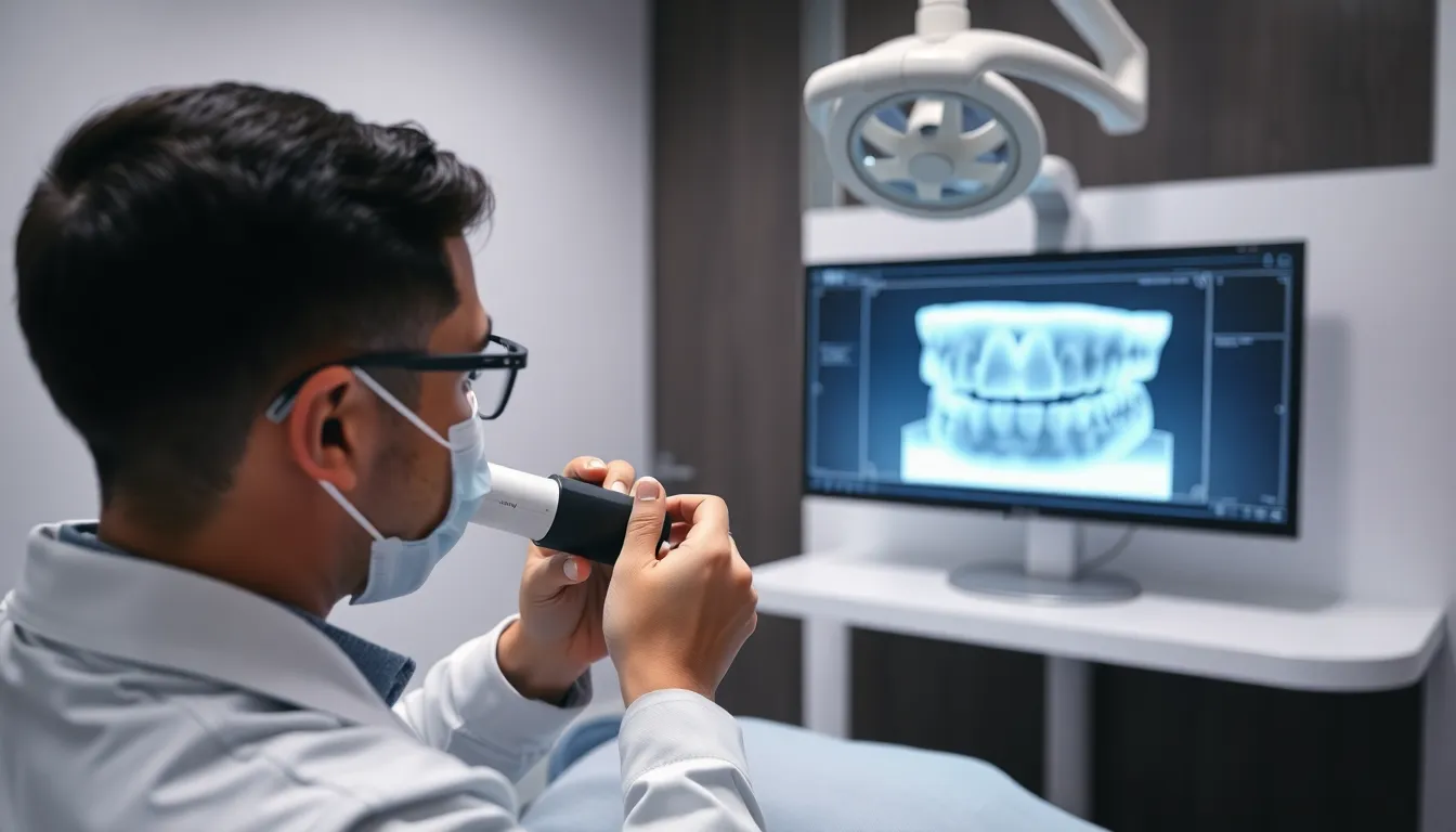 Zahnarztpraxis mit digitalem Intraoralscanner für Zahnprothesen