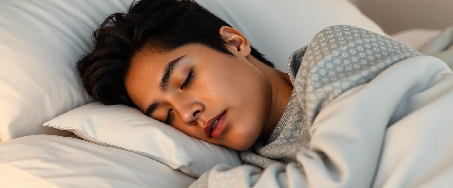 Frau schläft friedlich mit Knirscherschiene