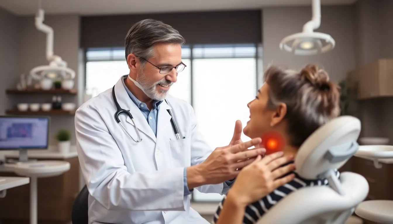 Zahnarzt berät Patientin zu Kieferproblemen