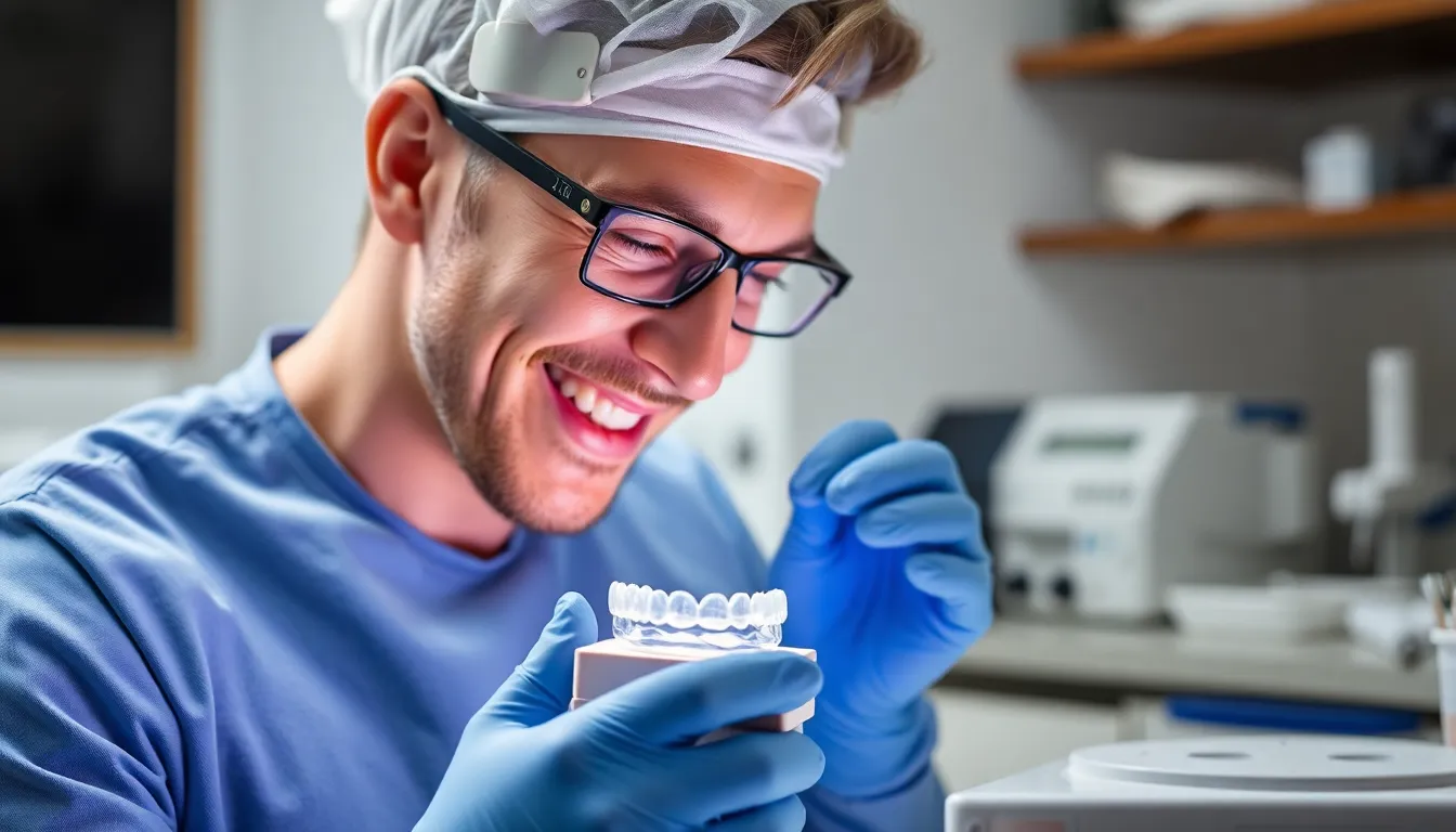 Zahntechniker bei der Anfertigung einer massgefertigten Knirschschiene