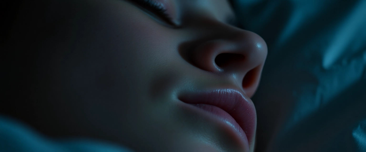 Person schläft friedlich mit Knirschschiene