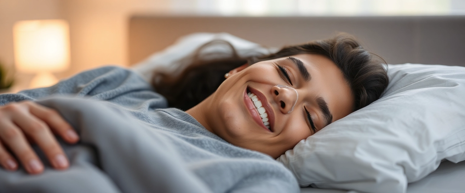 Person schläft ruhig mit Knirschschiene