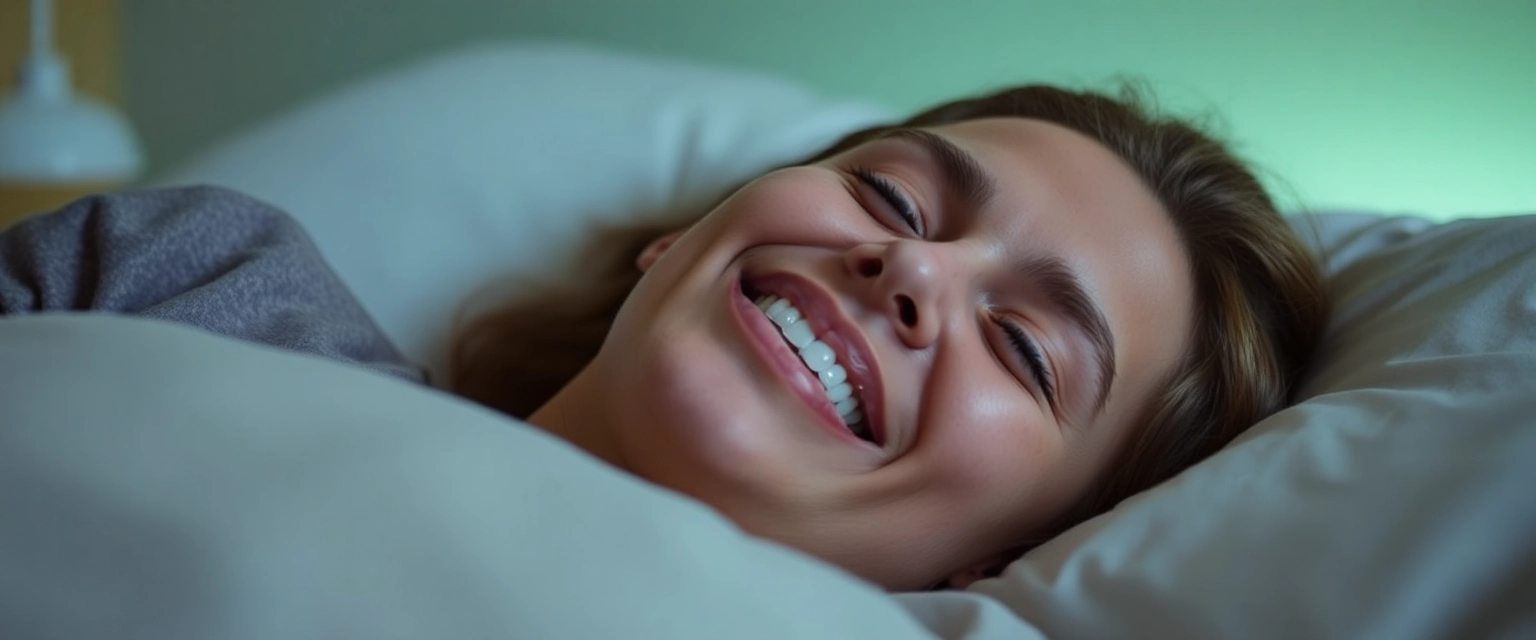 Person schläft friedlich mit Knirschschiene