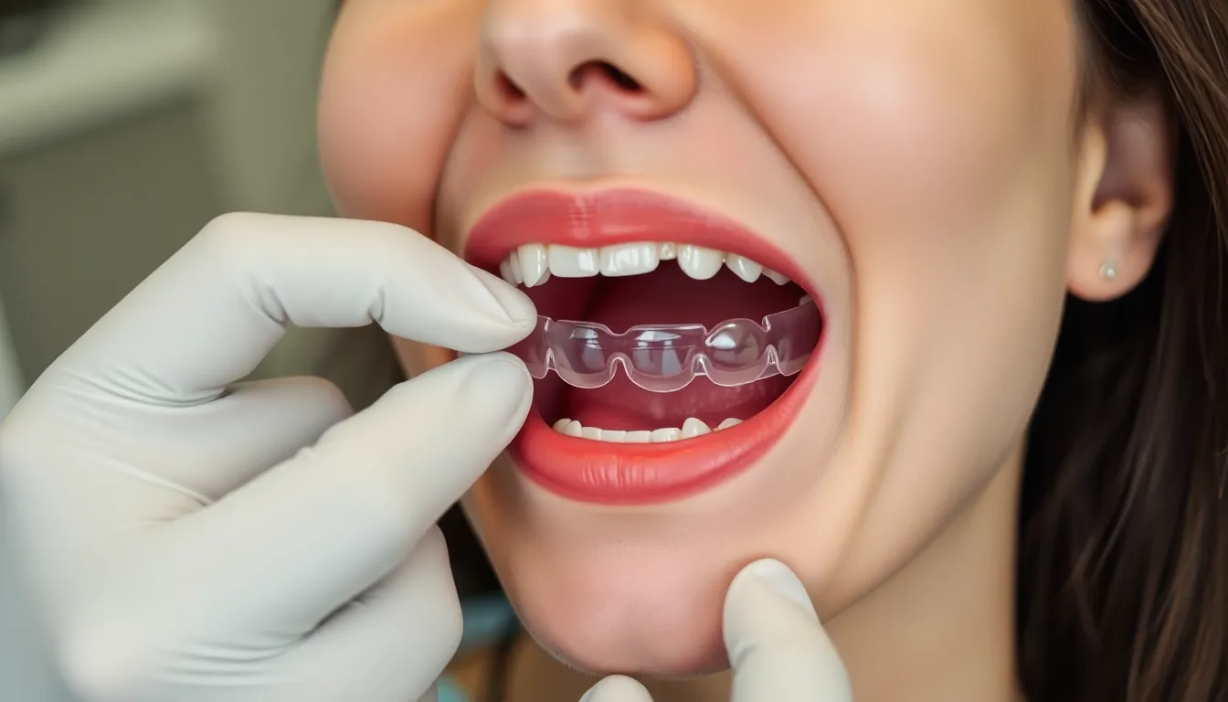 Zahnarzt passt Knirschschiene an