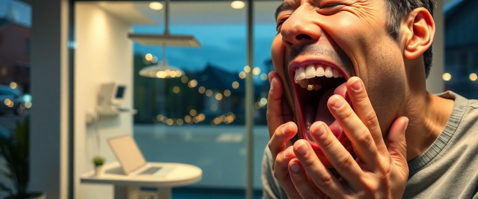 Person mit Zahnschmerzen sucht Notfall Zahnarzt in Langenthal