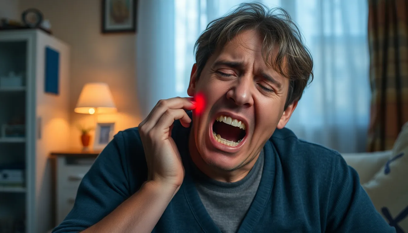 Person mit starken Zahnschmerzen, die Hilfe sucht