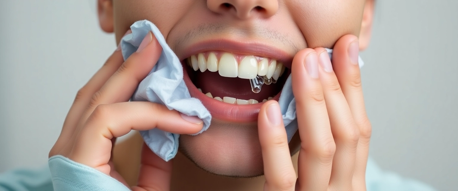 Person kühlt geschwollene Wange nach Weisheitszahn-OP