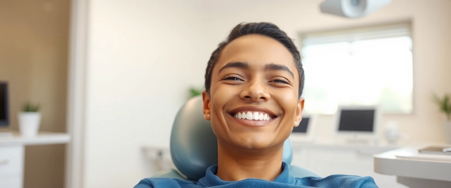 Glücklicher Patient nach schneller Wurzelbehandlung in der Praxis Bontognali