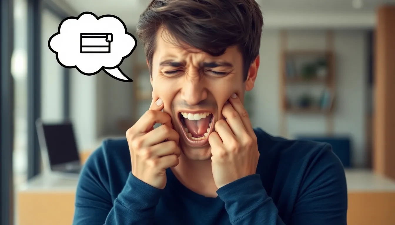 Person mit Zahnschmerzen und Sprachbarriere