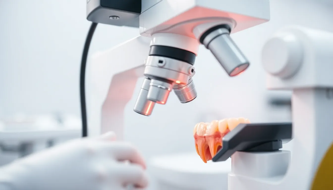 Dentalmikroskop im Einsatz für präzise Wurzelbehandlung
