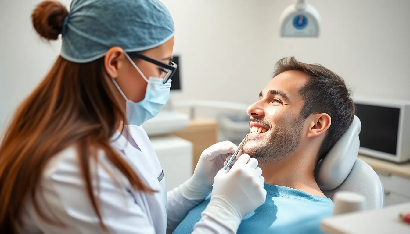 Zahnarzt bei der Füllung eines Zahnes