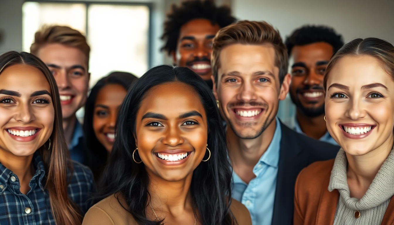 Lachende Menschen mit strahlenden Zähnen