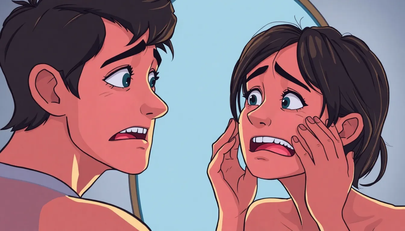 Frau mit Sorgen über verfärbte Zähne