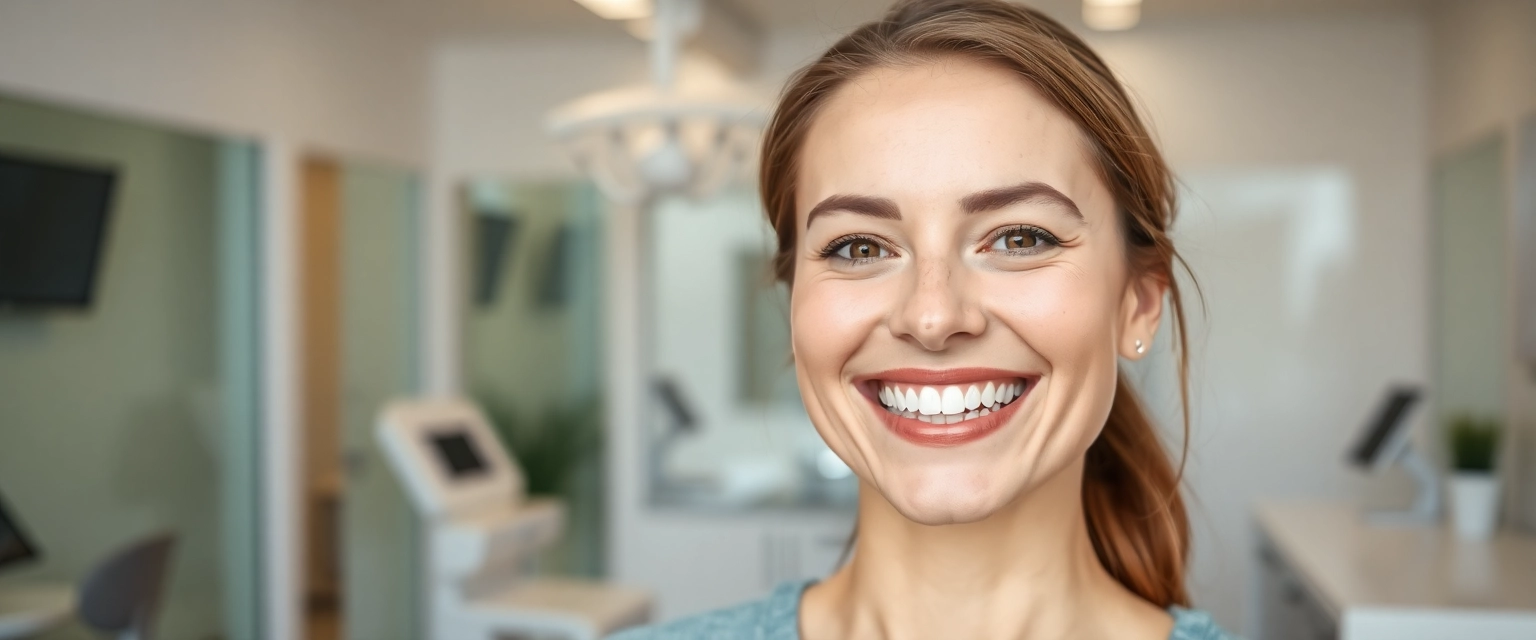 Glücklicher Patient nach Zahnbrückenbehandlung