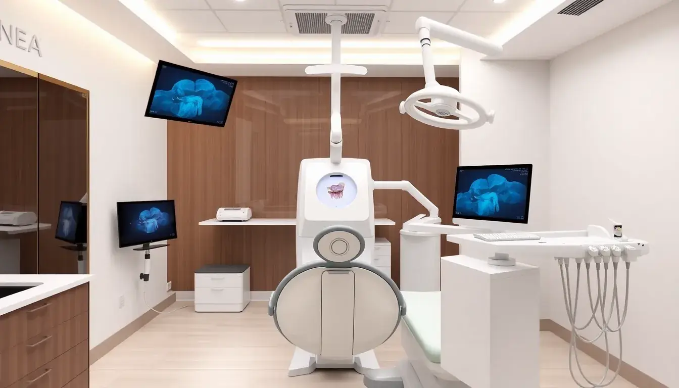 Moderne Zahnarztpraxis mit CEREC-Gerät für präzisen Zahnersatz